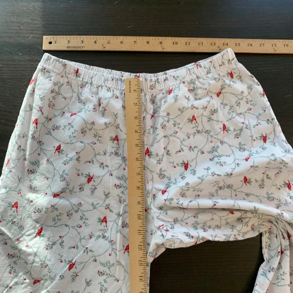Charter Club Intimates Women PL Cotton Flannel Pajama Set Cardinal‎ Bird Lover